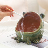 Whimsical Handcrafted Frog Ashtray Ceramic Decorative Ash Tray Catchall Bowl