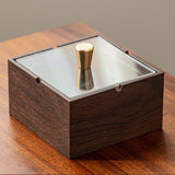 Wooden Ashtray with Lid and Glass Removable Tray Beech Walnut Covered Lidded Windproof Smokeless Ash Tray