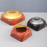 Wooden Outdoor Covered Ashtray with Metal Lid