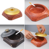 Wooden Outdoor Covered Ashtray with Metal Lid