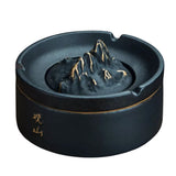 black ceramic ashtray with lid windproof modern design