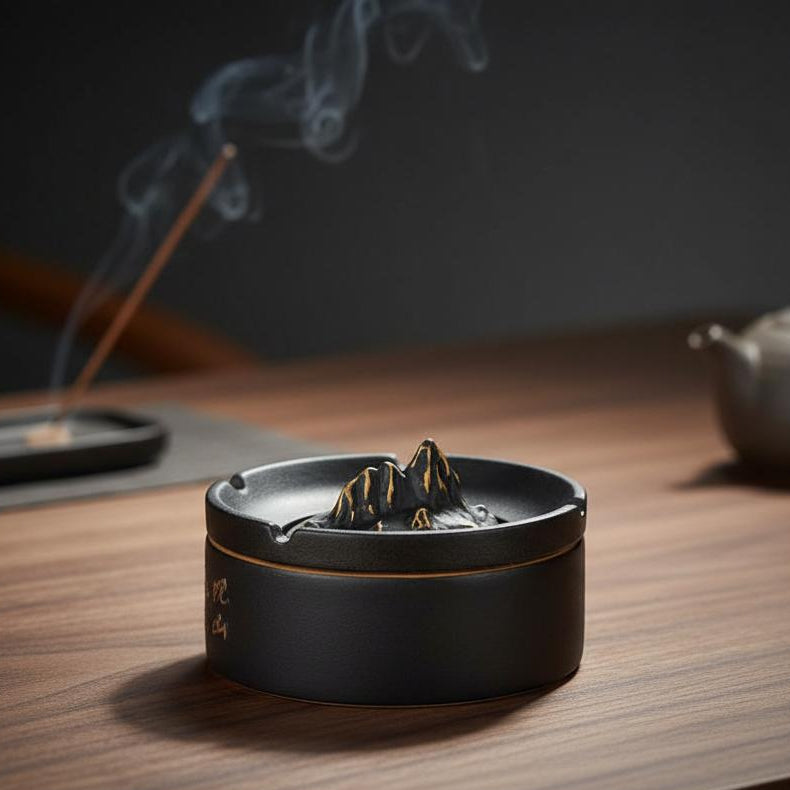 Zen Mountain Ceramic Ashtray with Lid – Ashtray Planet