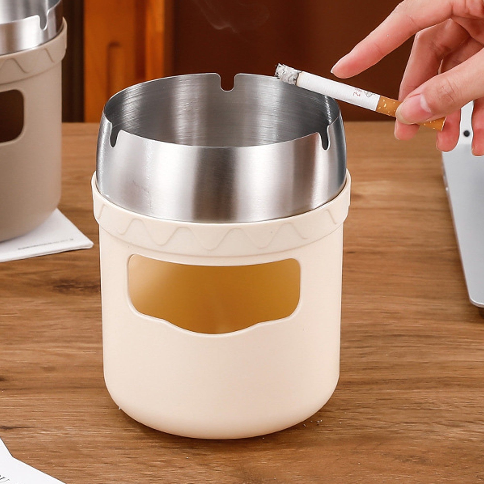 metal cigarette bin Ashtray Tabletop Mini Bin White / Deep Tray metal cigarette bin Ashtray Tabletop Mini Bin White / Deep Tray