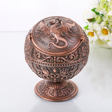ashtray with flip lid dragon carving cool cute metal ash tray windproof smokeless lidded covered vintage