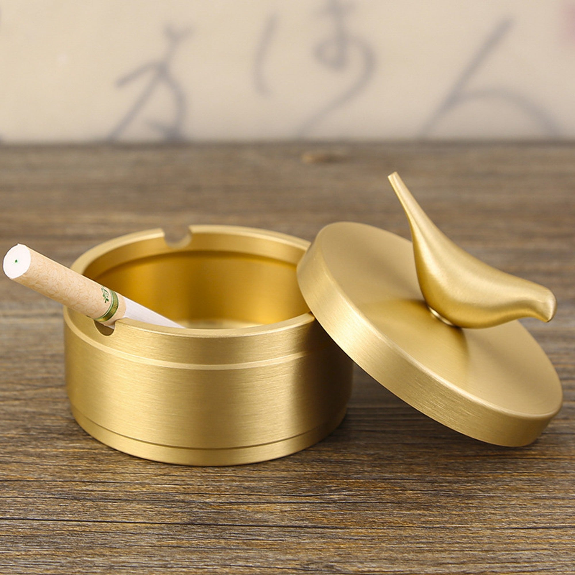 Brass Ashtray with Lid for Outdoor Patio Porch Smokeless – Ashtray