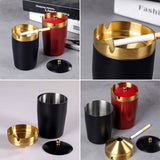 Car Ashtray with Lid Metal Smokeless Covered Lidded Windproof Cool Ash Tray Stainless Steel