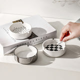 Ceramic Ashtray Minimalist White Silver Ash Tray Portable Simple Mini Decorative Saucer