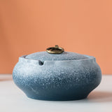 outdoor ashtray with lid ceramic ash tray smokeless cool elegant blue