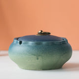 outdoor ashtray with lid ceramic ash tray smokeless cool elegant green