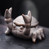 Cool Covered Ceramic Ashtray for Outdoor Cute Crab Stone Grey