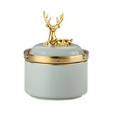 cute nordic ashtray with lid cool ceramic outdoor ash tray gold deer elk smokeless luxury covered lidded windproof green