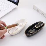 Cool Cigar Ashtray Ceramic White Minimalist Black