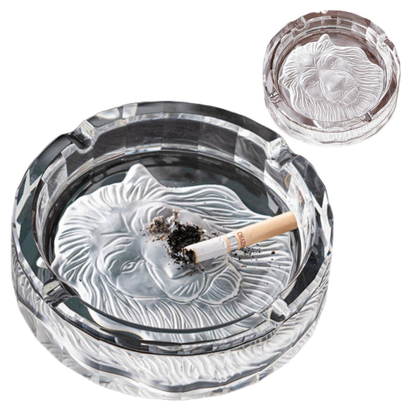 Classy Crystal Glass Ashtray Lion Cool Outdoor Outside Ash Tray