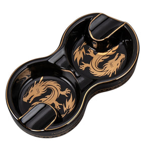 Cool Cigar Ashtray Double Dragons Black Ash Tray