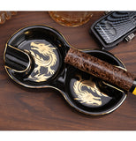 Cool Cigar Ashtray Double Dragons Black Ash Tray