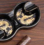 Cool Cigar Ashtray Double Dragons Black Ash Tray