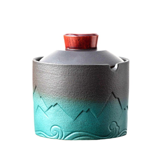 Cool Covered Ashtray Ceramic Small Lidded Smokeless Windproof Cute Ash Tray with Lid Green
