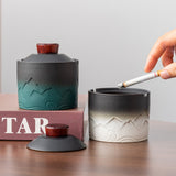 Cool Covered Ashtray Ceramic Small Lidded Smokeless Windproof Cute Ash Tray with Lid Green white