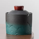 Cool Covered Ashtray Ceramic Small Lidded Smokeless Windproof Cute Ash Tray with Lid Green