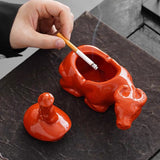 Cool Covered Ashtray for Outdoor Cute Bull Lidded Windproof Smokeless Ash Tray