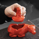 Cool Covered Ashtray for Outdoor Cute Bull Lidded Windproof Smokeless Ash Tray