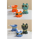 Cool Dog Ashtray Cute Resin Windproof Covered Ash Tray Lidded Smokeless Teal blue orange dark green