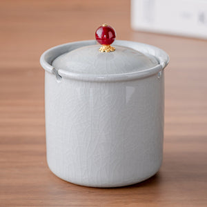 Cool Lidded Ceramic Ashtray Cute Porcelain Ash Tray Covered Smokeless Windproof Cracked Ice Pattern