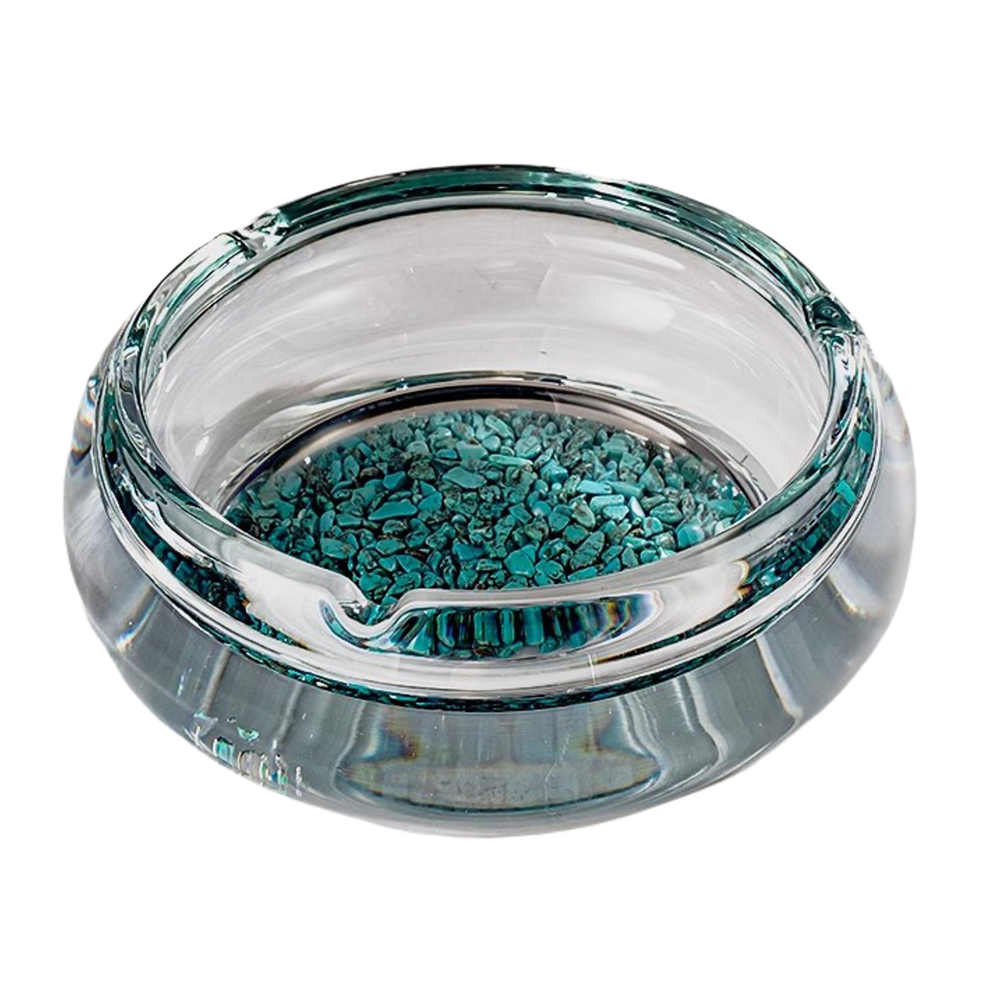 Round Crystal Glass Ashtray with Turquoise Base – Ashtray Planet