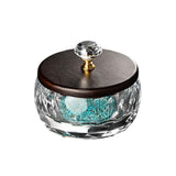 Decorative ashtray with a wooden lid and crystal knob glass ash tray