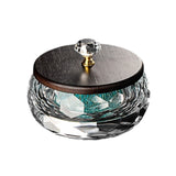 Decorative ashtray with a wooden lid and crystal knob glass ash tray