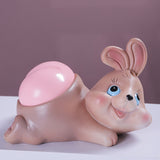 Cute Animal Ashtray with Lid Cool Resin Windproof Smokeless Lidded Covered Ash Tray Rabbit Bunny