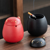 cute cat ashtray with lid ceramic ash tray smokeless covered lidded windproof home decoration