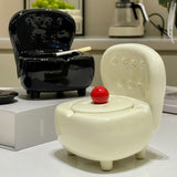 Cute Couch Ashtray with Lid Ceramic Sofa Ash Tray Cool Home Decor Lidded Covered Windproof Smokeless Cream White Black