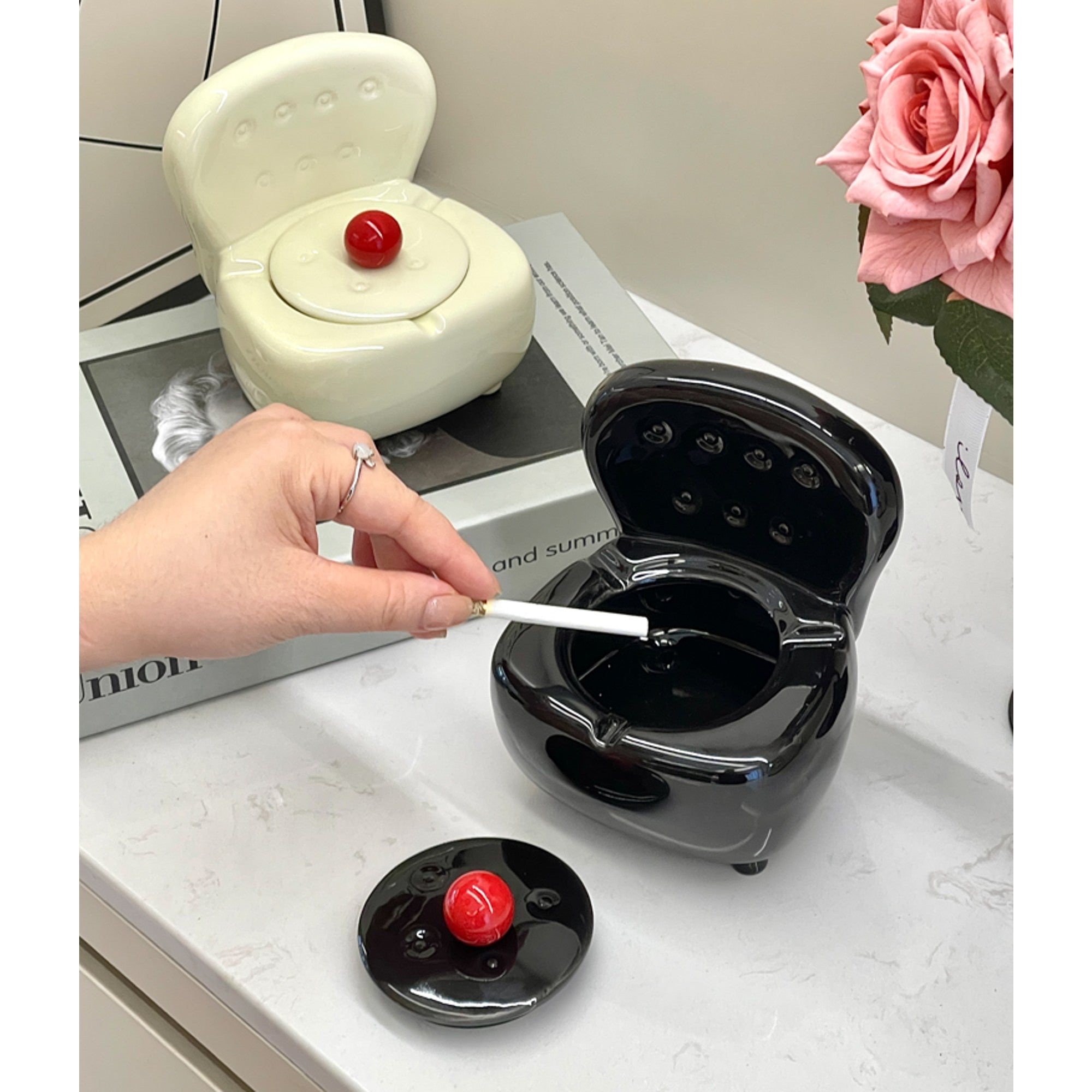 Cute Couch Ashtray with Lid Ceramic Sofa Ash Tray – Ashtray Planet