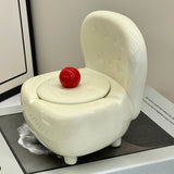 Cute Couch Ashtray with Lid Ceramic Sofa Ash Tray Cool Home Decor Lidded Covered Windproof Smokeless Cream White 