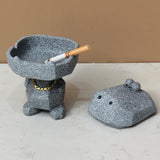 Cute Crocodile Ashtray with Lid Cool Resin Ash Tray Covered Lidded Windproof Animal Home Decor