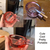 Cute Glass Ashtray Minimalist Portable Ash Tray pink