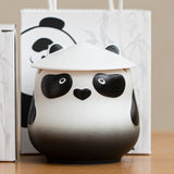 Cute Panda Ashtray with Lid Cool Ceramic Ash Tray Lidded Covered Windproof Smokeless Decorative