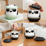 Cute Panda Ashtray with Lid Cool Ceramic Ash Tray Lidded Covered Windproof Smokeless Decorative