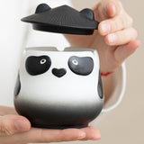 Cute Panda Ashtray with Lid Cool Ceramic Ash Tray Lidded Covered Windproof Smokeless Decorative