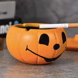 Cute Pumpkin Ashtray with Lid Resin Cool Ash Tray Covered Lidded Windproof Smokeless Halloween Decor
