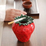 Cute Strawberry Ashtray Ceramic Cool Windproof Ash Tray Fruit Home Decor Red 