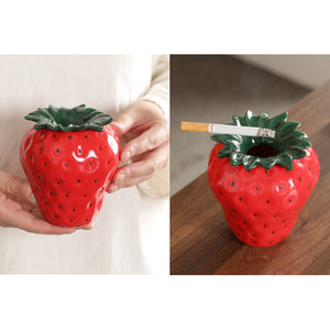Cute Strawberry Ashtray Ceramic Cool Windproof Ash Tray Fruit Home Decor Red Pink