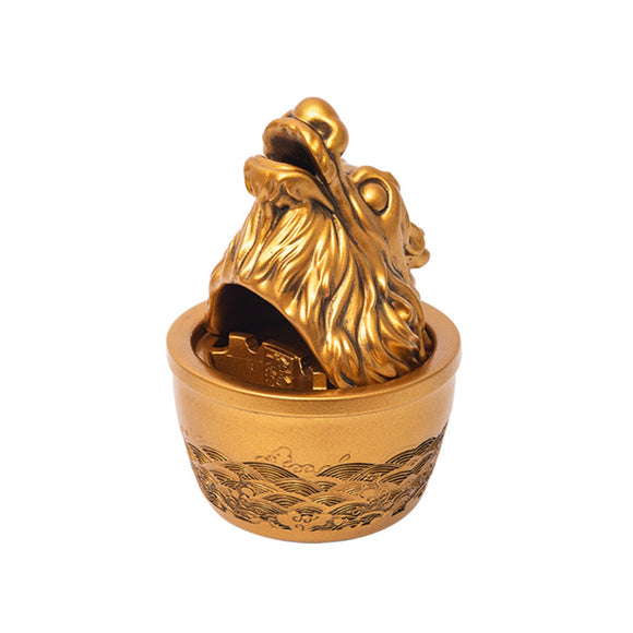 Dragon Ashtray with Lid Resin Cool Cute Covered Lidded Smokeless Windproof Ash Tray Gold