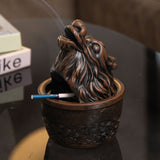 Dragon Ashtray with Lid Resin Cool Cute Covered Lidded Smokeless Windproof Ash Tray Brown