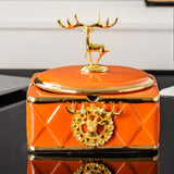 elk ashtray with lid gold edge ceramic cute cool ash tray windproof covered lidded smokeless classy decorative orange