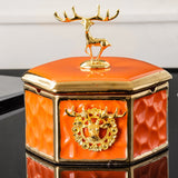 elk ashtray with lid gold edge ceramic cute cool ash tray windproof covered lidded smokeless classy decorative orange