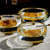 Glass Ashtray Cool Gold Pattern Ash Tray Minimalist Elegant