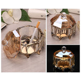 Glass Ashtray with Lid Octagon Gold