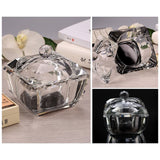 Glass Ashtray with Lid Square Black
